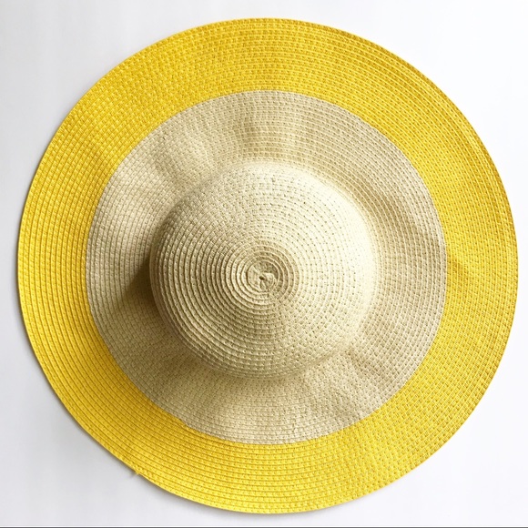 Target Accessories - Natural woven wide-brim sun hat with yellow accent